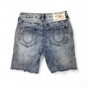 True Religion Light Blue Frayed Denim Shorts